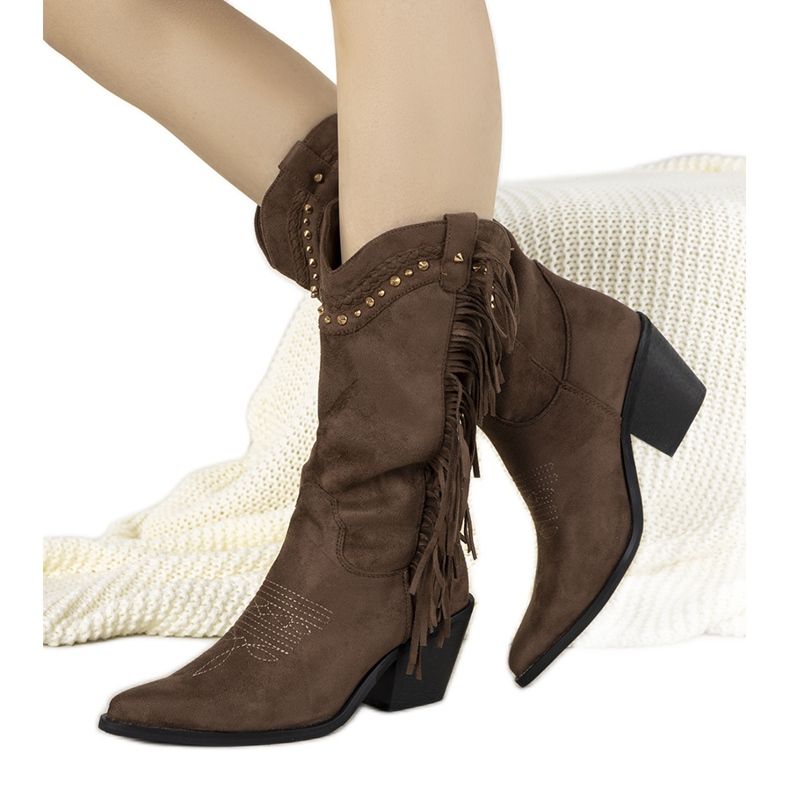 Loneflare smeđe antilop boho kaubojske čizme smeđa