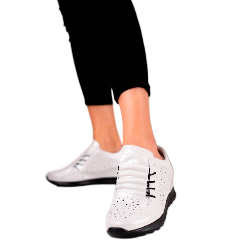 Kožne cipele na klin VINCEZA bijela