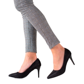 TRENDI Svjetlucave crne štikle crna