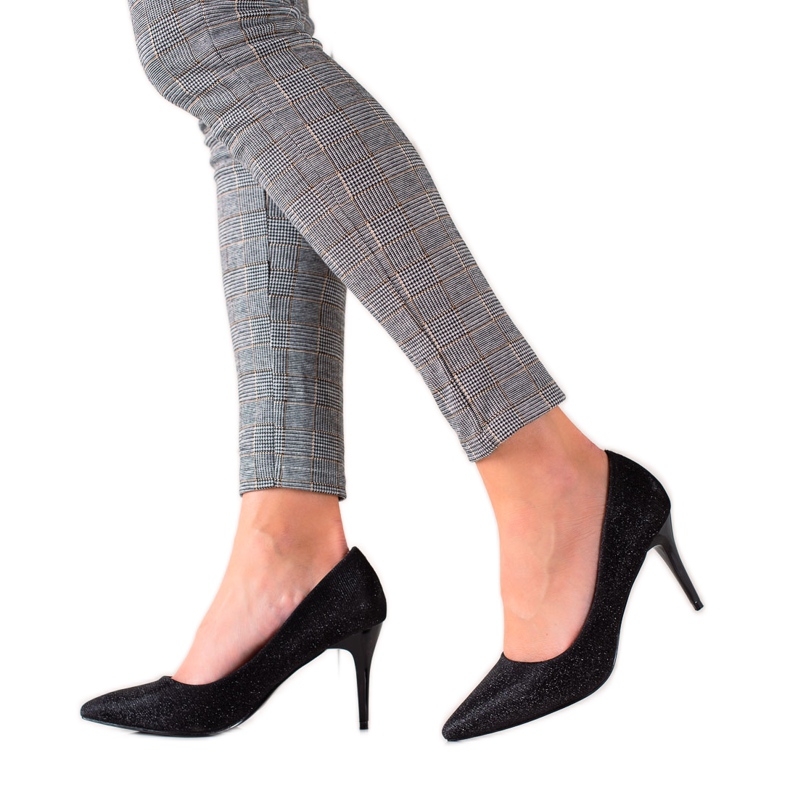 TRENDI Svjetlucave crne štikle crno