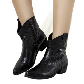 Crne kaubojske čizme u uzorku krokodilske kože Aurore crna