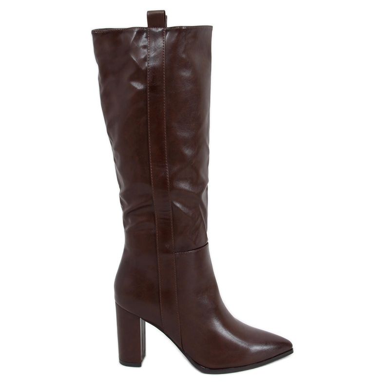 Smeđe čizme na stabilnoj peti RB49P Smeđe smeđa