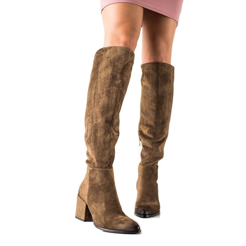 VINCEZA Sylowe čizme od antilopa smeđa