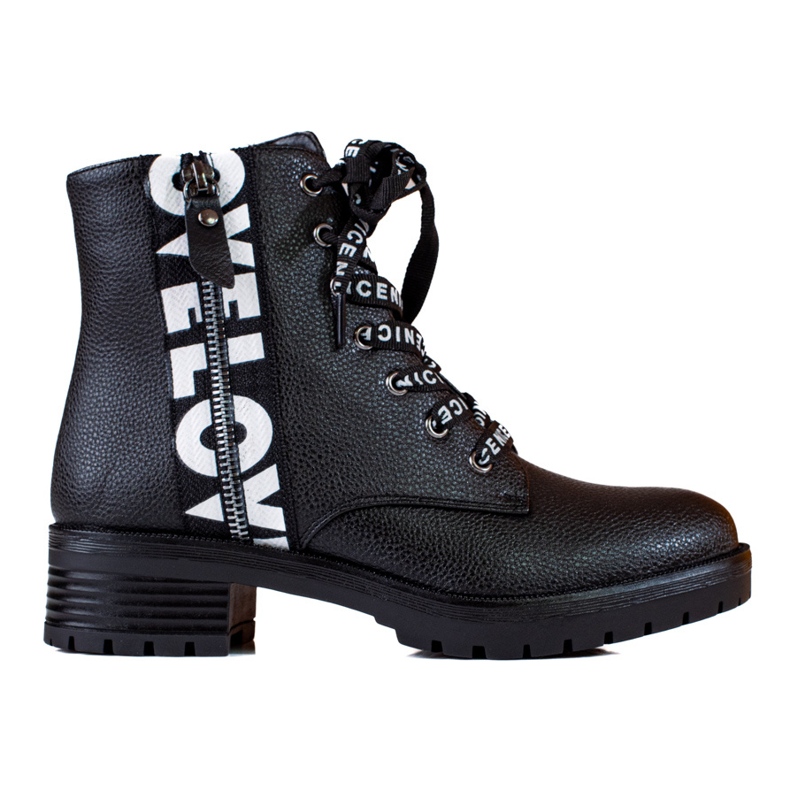 W. Potocki Čizme na vezanje s eko kožom Potocki crno