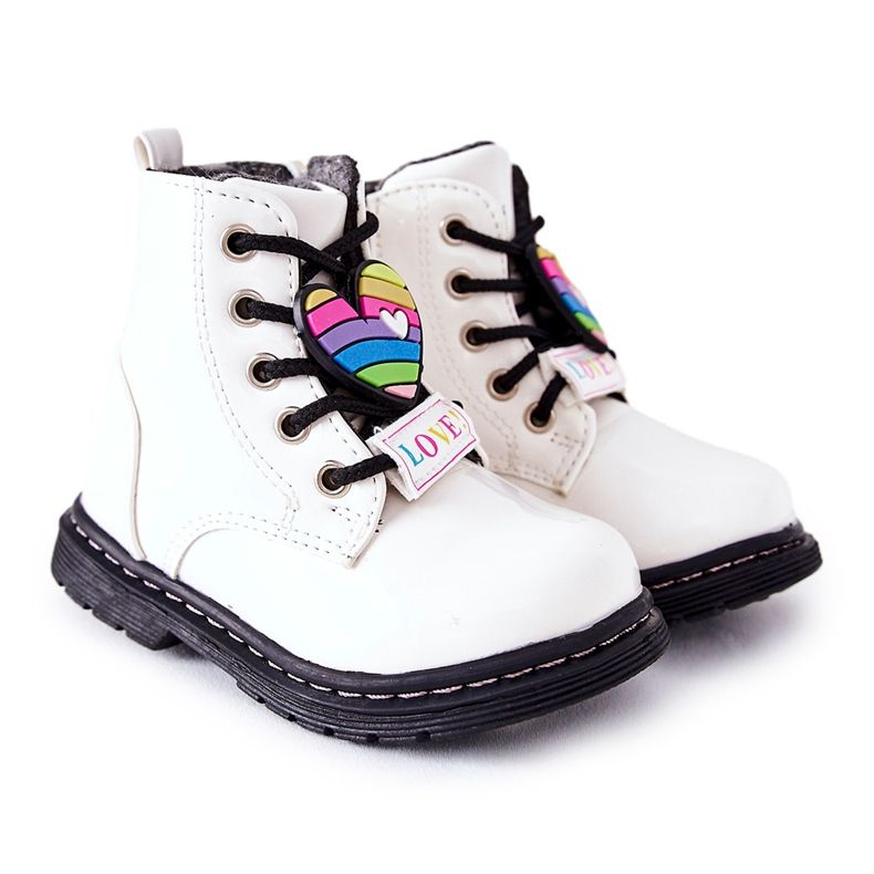 PE1 Lakirane čizme zagrijane vunom bijelim anlonom bijela