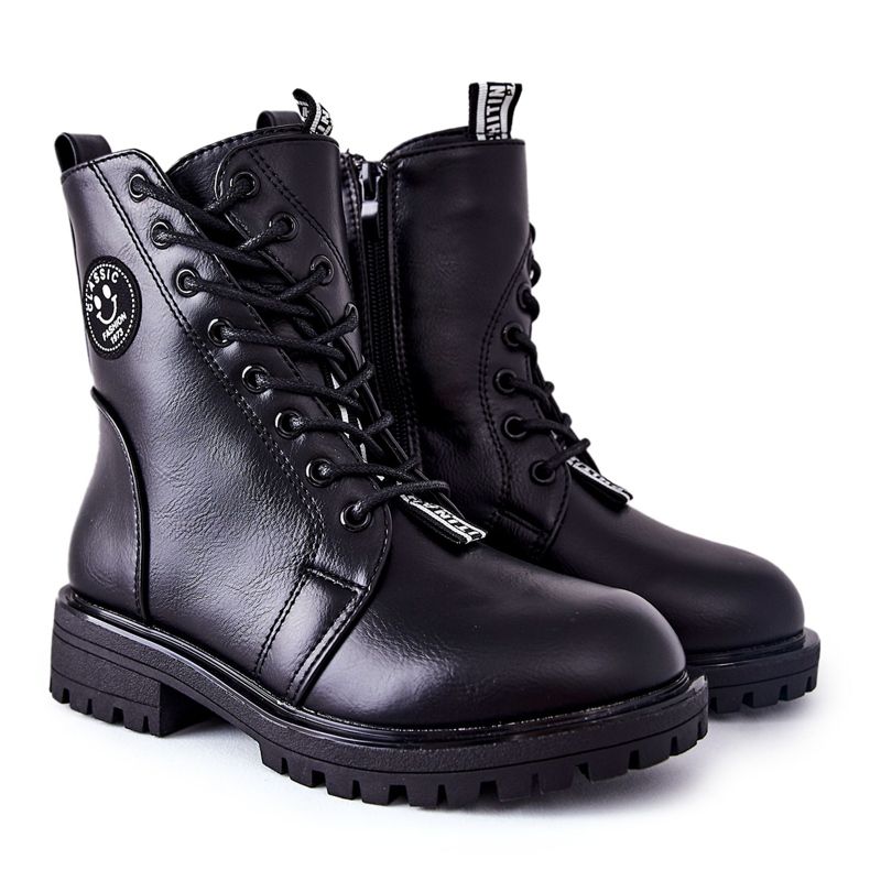 PE1 Dječje tople čizme radnice Black Rosalie crno