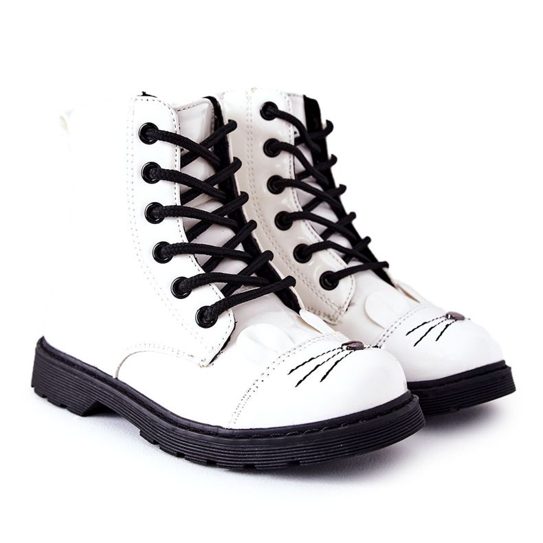 Tople čizme Radnici na bijelom pjenu s patentnim zatvaračem bijela