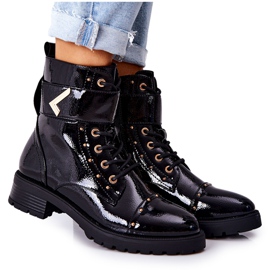 PG1 Tople lakirane čizme Colira Black crna