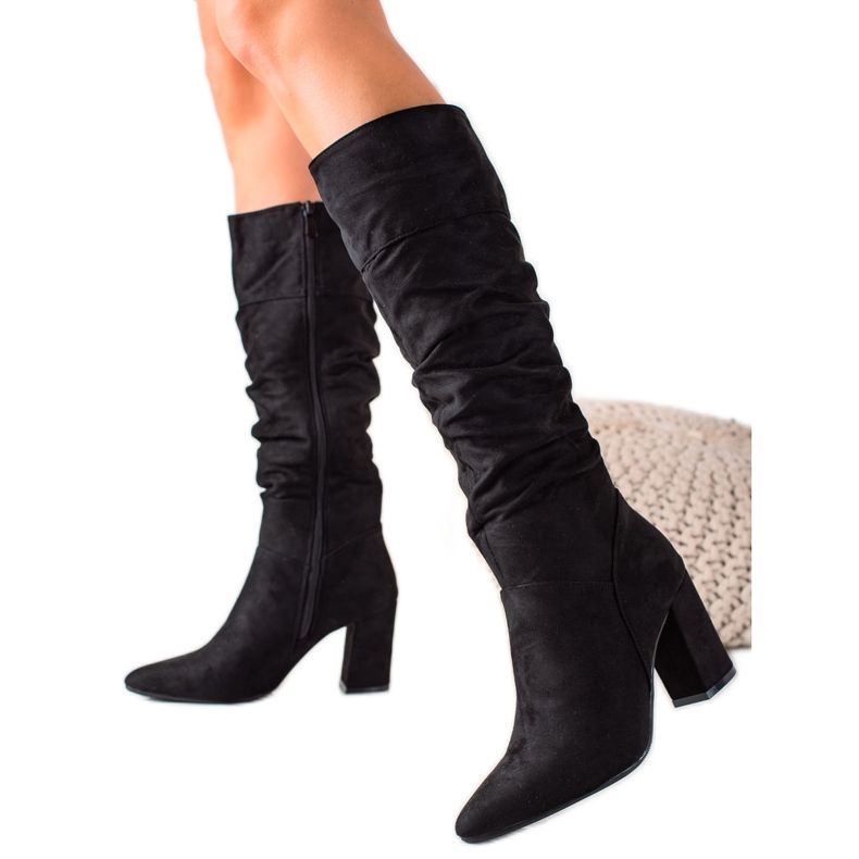 Čizme s nabranim gornjim dijelom VINCEZA crno