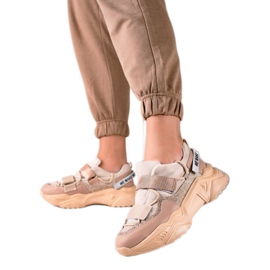 TRENDI Tenisice s čičak modom bež zlatni