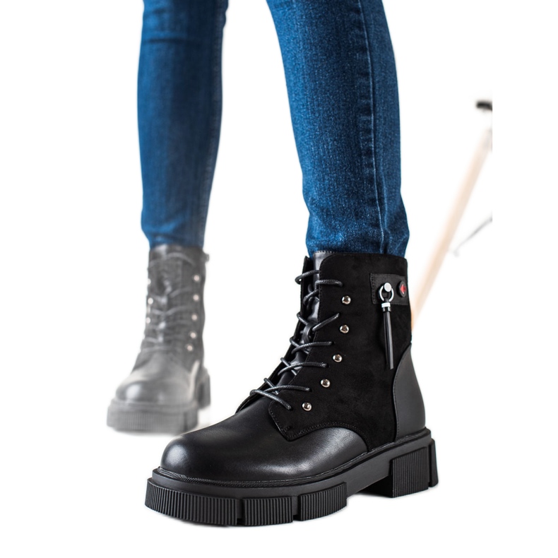 W. Potocki Čizme na vezanje na platformi Potocki crno