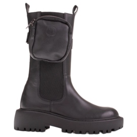 Marco Shoes Čizme s odvojivom torbicom na pojasu crna