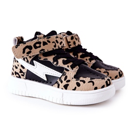 FR1 Dječje visoke sportske cipele crno-bež Bartnie bijela smeđa