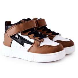 FR1 Dječje visoke sportske cipele, bijele i smeđe Bartnie bijela smeđa crno