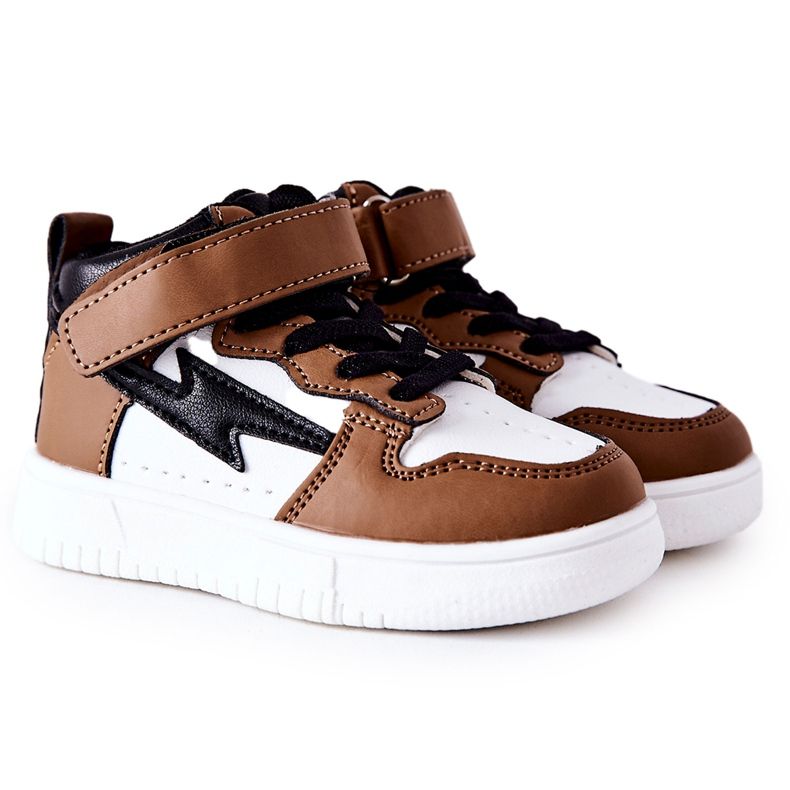FR1 Dječje visoke sportske cipele, bijele i smeđe Bartnie bijela smeđa crno