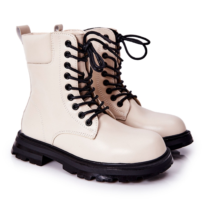 FR1 Klasične dječje čizme Clarika u bež boji s patentnim zatvaračem