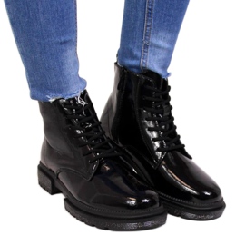 Kožne čizme od lakirane kože Filippo W PAW278B crne bež bijela crna