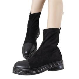 Crne čizme s kubnim cirkonijem My Way crna