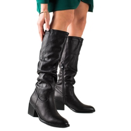 Super Mode Crne čizme s eko kožom crna