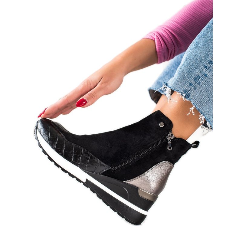 W. Potocki Čizme na klin Potocki crno