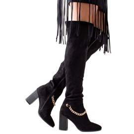 Goodin Čizme do bedra od antilopa s lancem crna