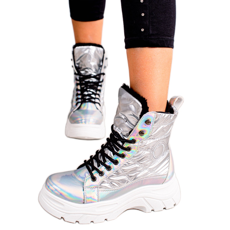 Srebrne čizme na platformi VINCEZA srebro