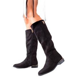 TRENDI Elegantne čizme od antilopa crna