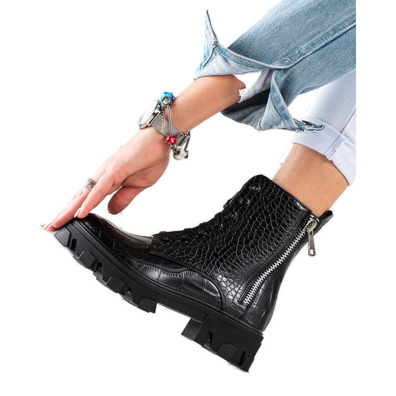 TRENDI Radnici s ukrasnim patentnim zatvaračem crno