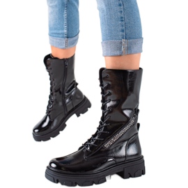 Čizme s ukrasnim patentnim zatvaračem Sergio Leone crna