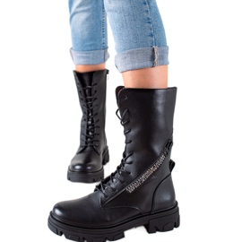 Čizme s ukrasnim patentnim zatvaračem Sergio Leone crna