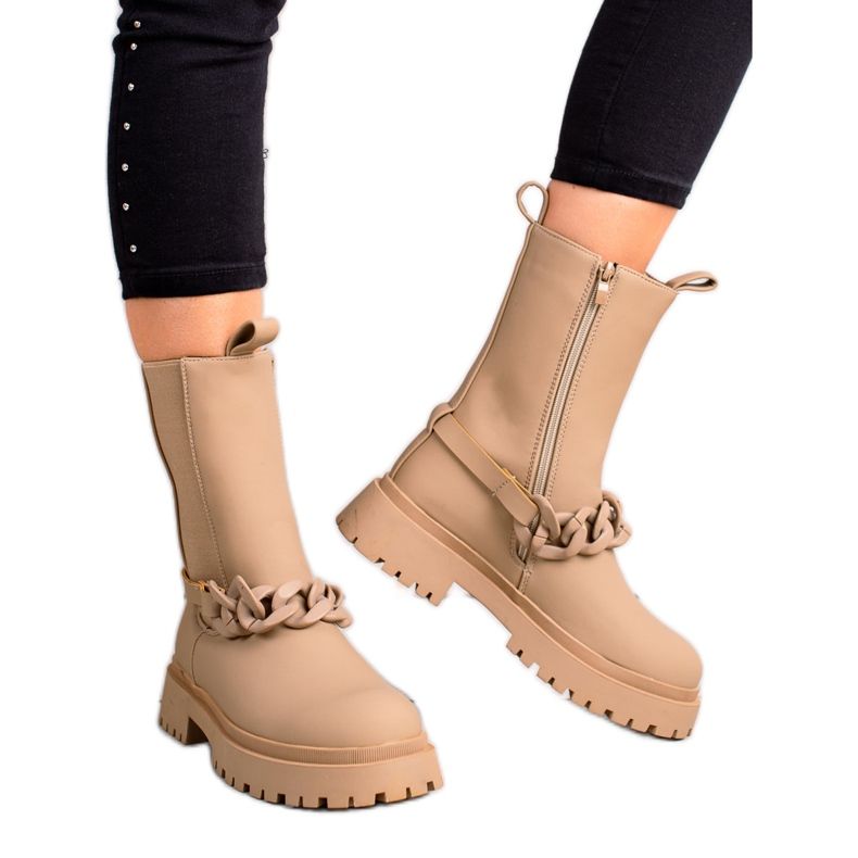 TRENDI Radnici u bež boji s ukrasnom trakom