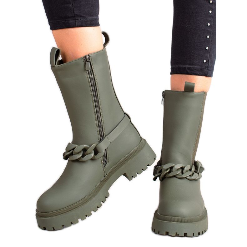 TRENDI Zeleni radnici s ukrasnom trakom zelena