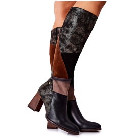 Smeđe čizme Maciejka sa patentnim zatvaračem 05240-02 smeđa crna