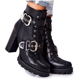 Čizme na stupu s kopčom Black Flaris crna