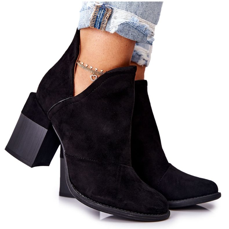 PM1 Ženske čizme na petu izrezane crne Meliori crno