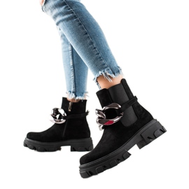 Čizme od brušene kože na platformi S. Barski crna