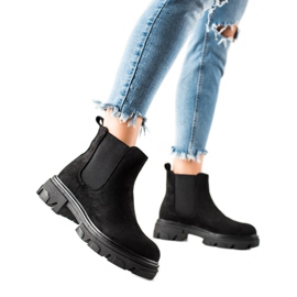 TRENDI Suede Chelsea Čizme na platformi crna