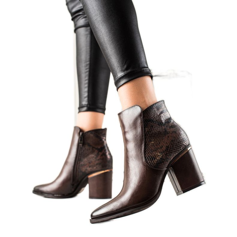 W. Potocki Čizme sa umetkom Potocki sa zmijskim printom smeđa