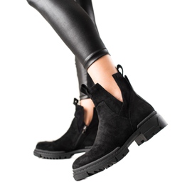 W. Potocki Izrezane torbe od brušene kože crna