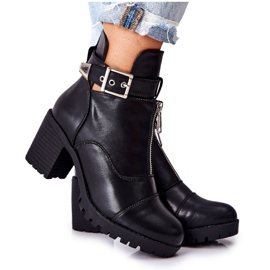 PG1 Crne Clive čizme na visokoj peti s kopčom crna