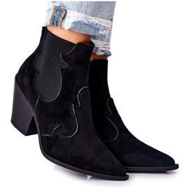 PG1 Crne Maurelle kaubojske čizme od antilopa crno