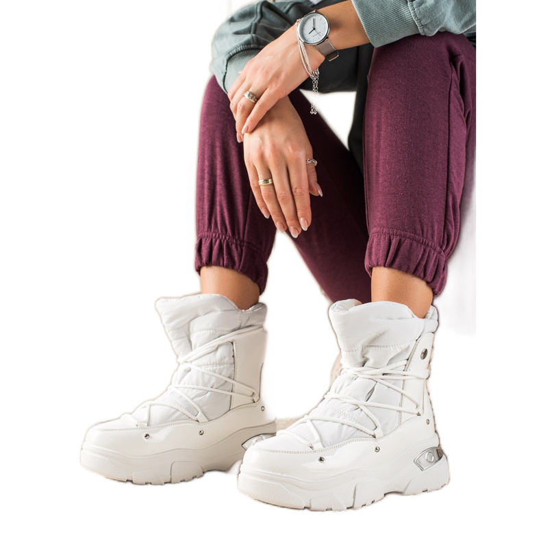 W. Potocki Klasične Potocki bijele čizme za snijeg bijela