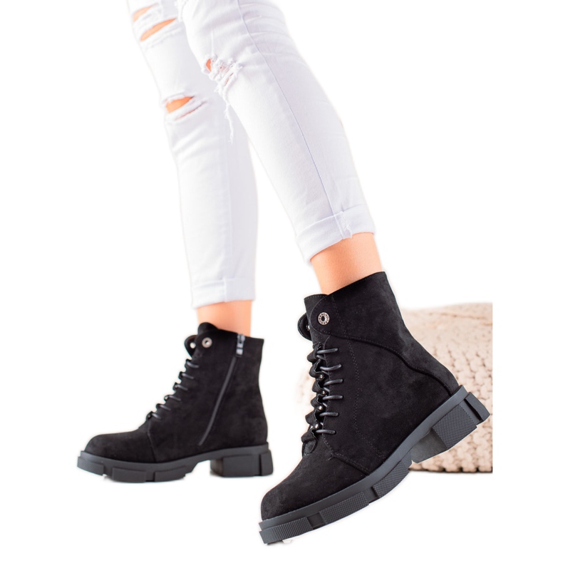 Goodin Čizme od brušene kože na vezanje crno