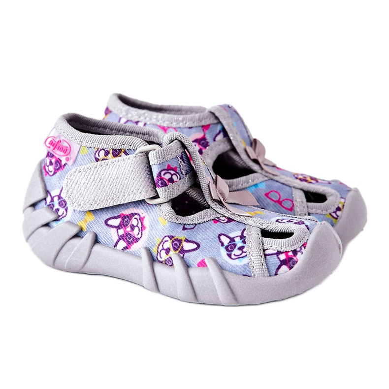 BEFADO S.A. Papuče Inblu s čičkom 190P093 Sivo-plave plava