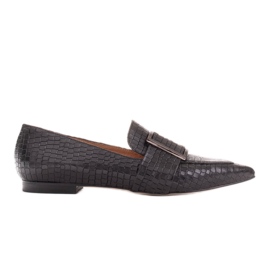 Marco Shoes Croco balerinke s velikom kopčom crna