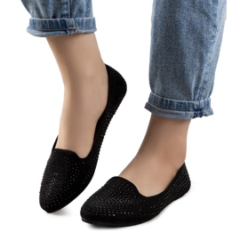 Crne balerine ukrašene Harriette kubičnim cirkonijem crno