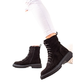 TRENDI Crne čizme na vezanje crna