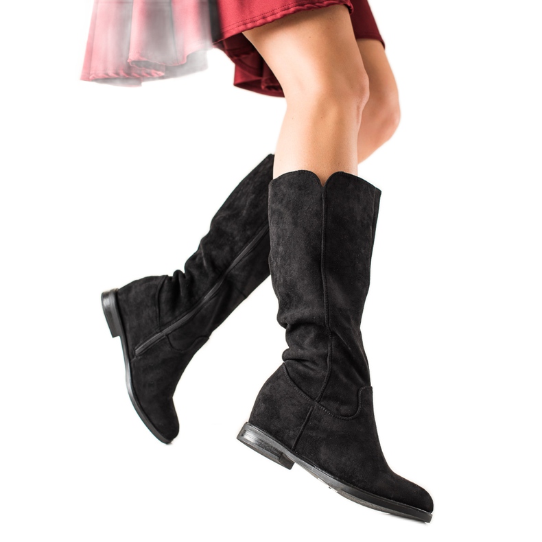 Renda Crne antilop čizme na klin crno