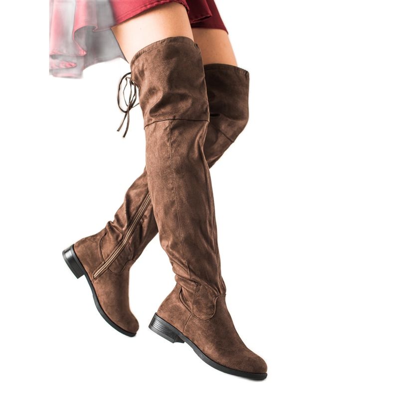 TRENDI Udobne čizme preko koljena smeđa