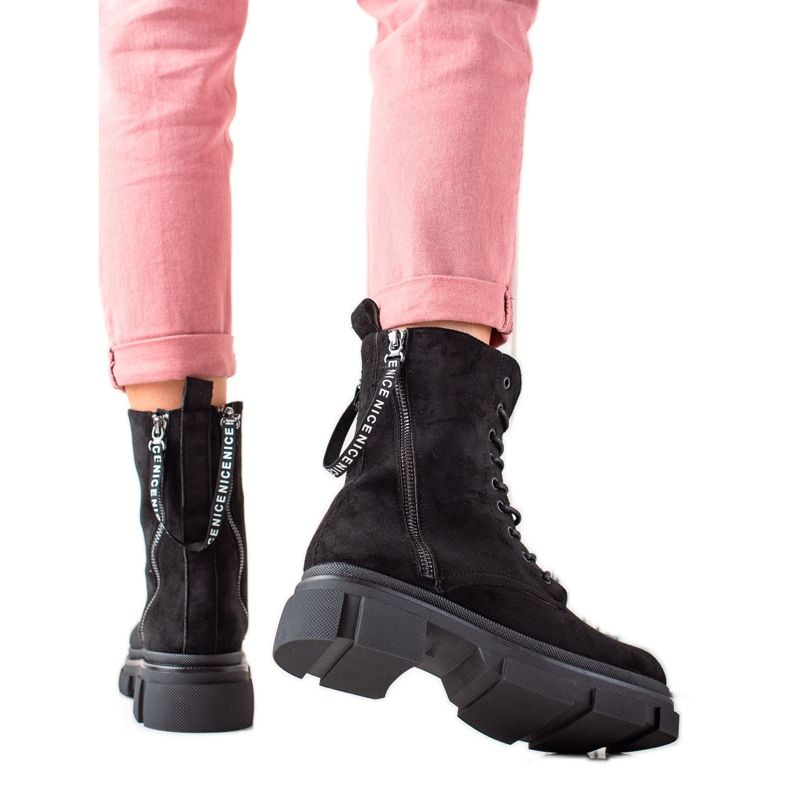 Bona Crne čizme s ukrasnim patentnim zatvaračem crno